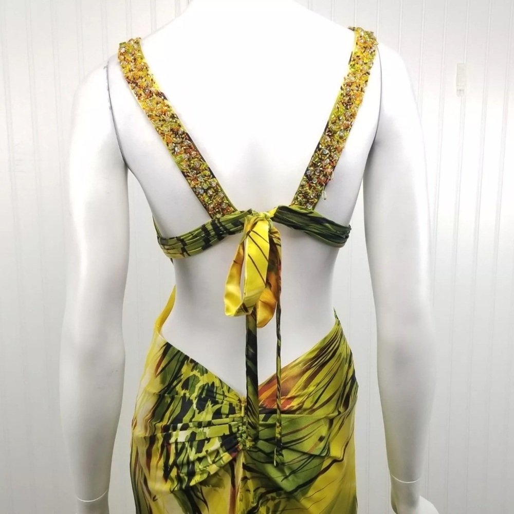 Faviana Couture Tropical Gown Size 2 Cutout Back Beaded Embellished Formal Prom - Picture 4 of 16